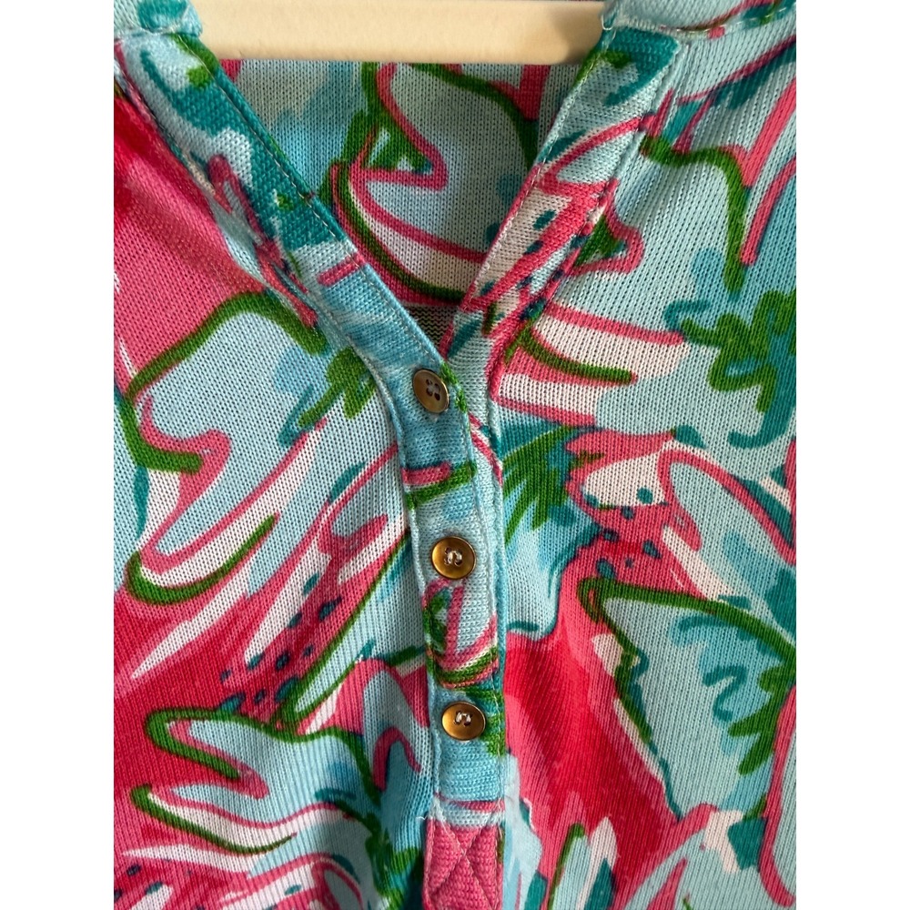 Palm Harbour Floral Print Henley Shirt Petite XL Tropical - Picture 4 of 5